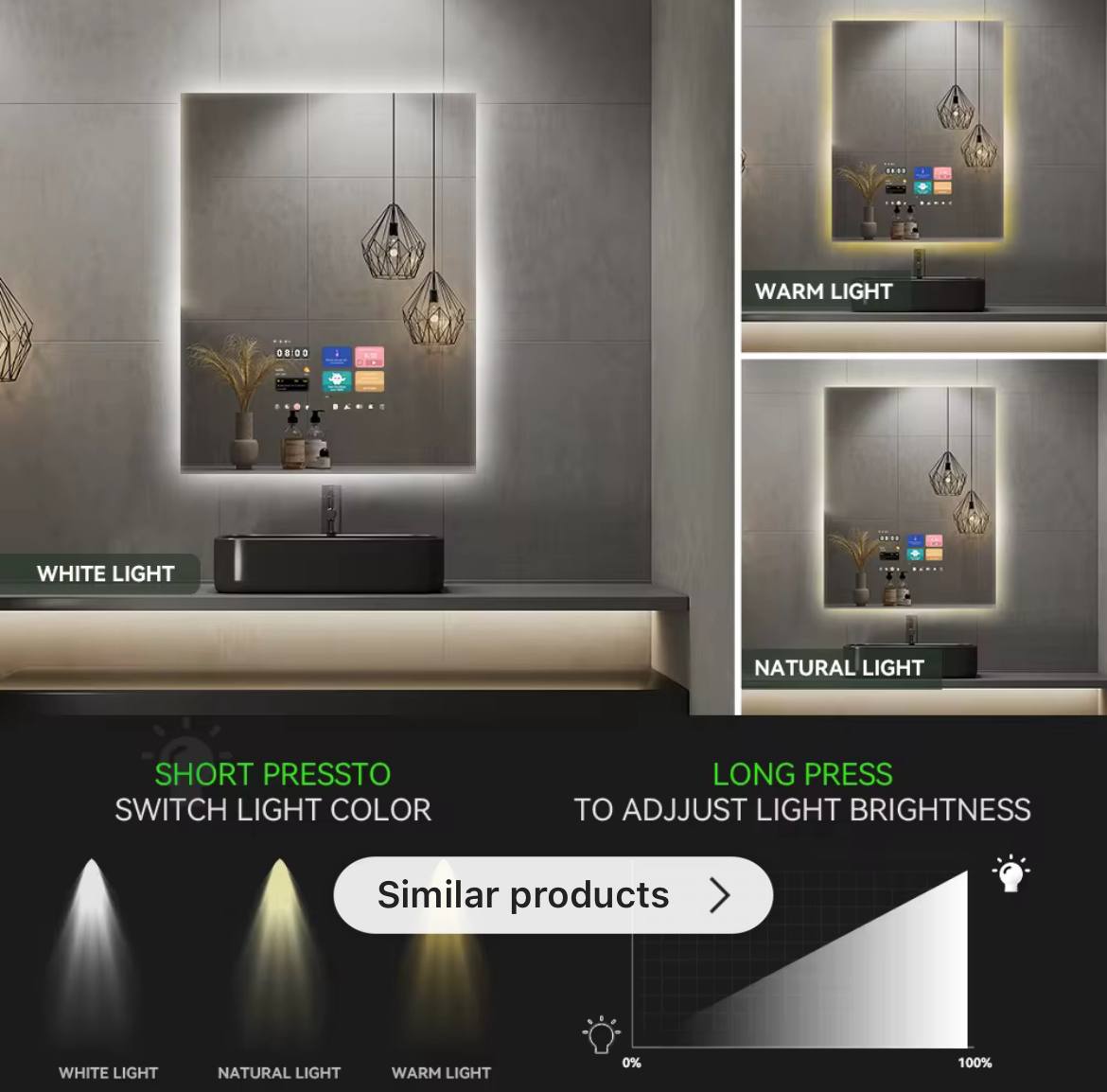 Smart Touchscreen LED Bathroom Mirror