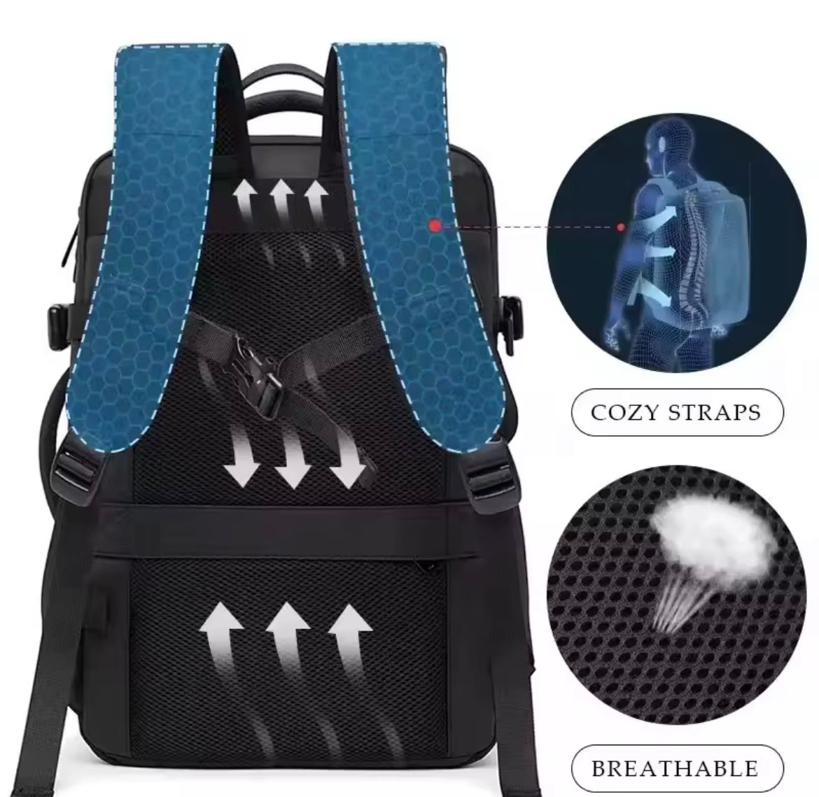Vacuum Compression Backpack with Vacuum Pump Expandable Travel Backpack for Men Women Airline Approved Business Bag 60L