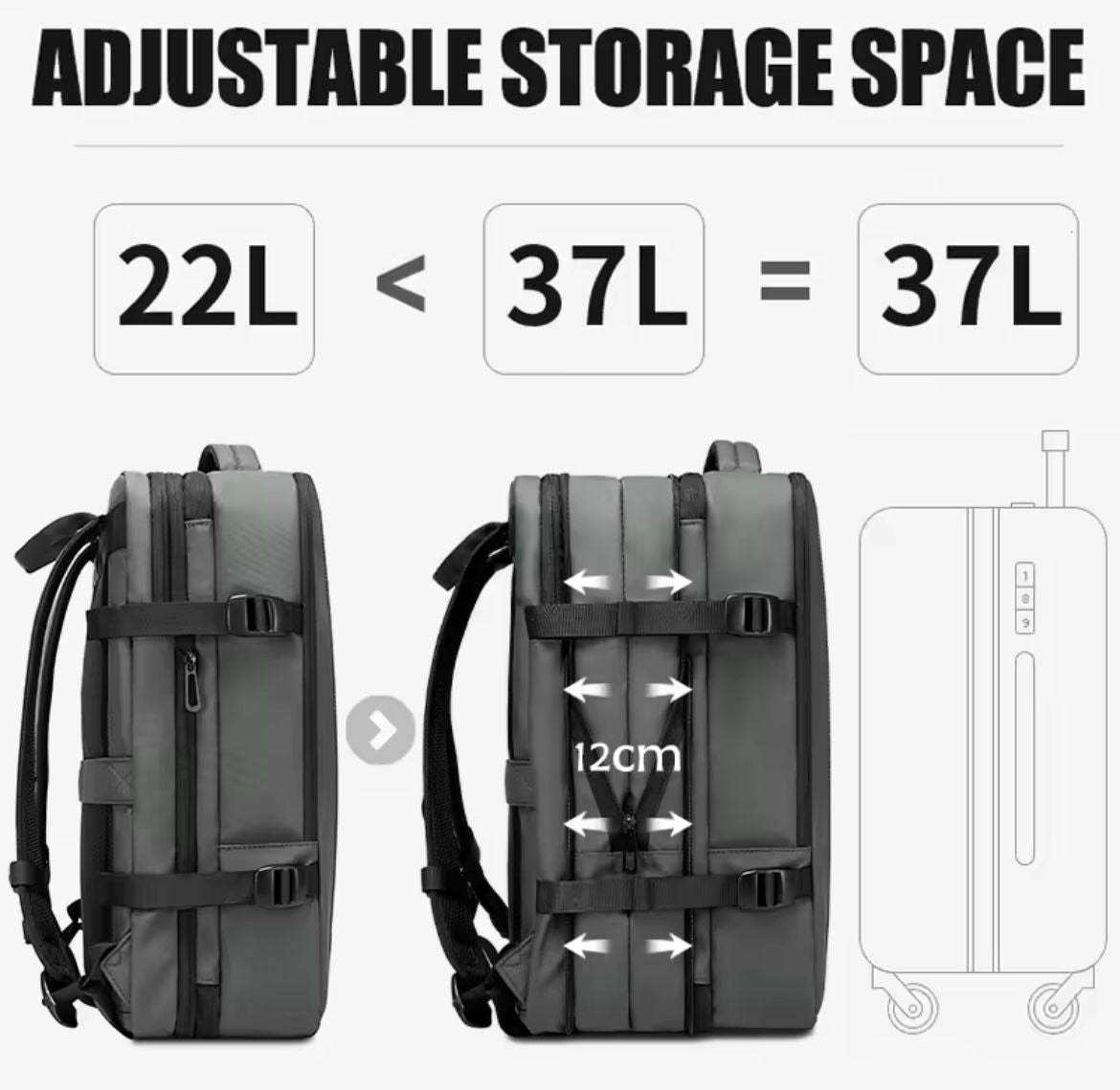 Vacuum Compression Backpack with Vacuum Pump Expandable Travel Backpack for Men Women Airline Approved Business Bag 60L